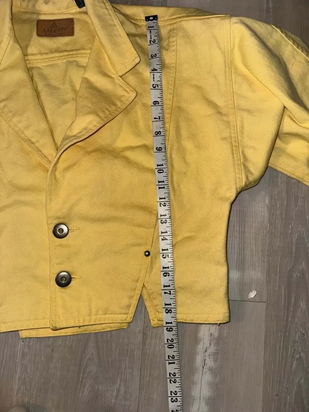 Lizwear Vintage 80s Yellow Denim Cropped Jacket with Gold Studs
